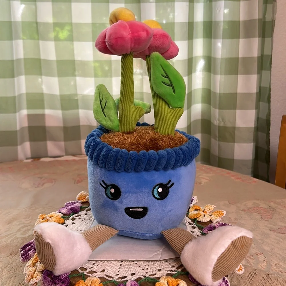 Plush Faux Flower Blossoms Happy Plant Weighted Bottom Ultra Soft Whimsical NEW